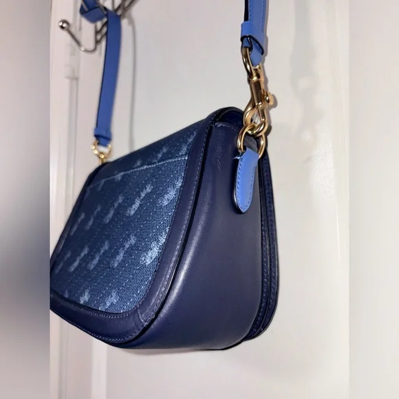 💙 Coach Saddle Bag 20 Signature Canvas & Leather Horse & Carriage C4059 - Picture 7 of 14